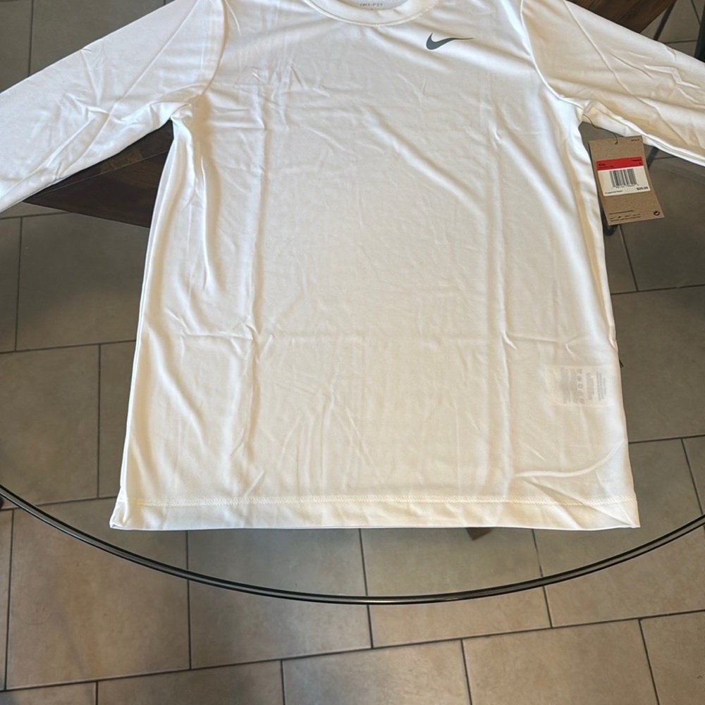 Nike White Long Sleeve Tee Crew Neck